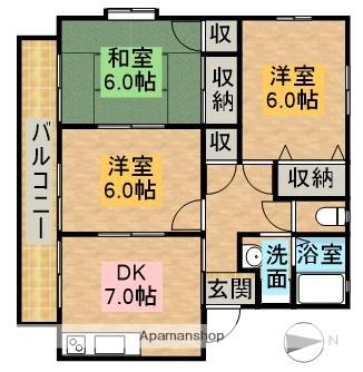 ラ・ファミーユⅢ(3DK/2階)の間取り写真