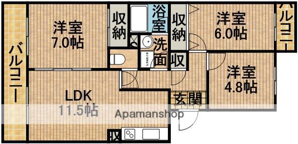 東海道・山陽新幹線 掛川駅 徒歩31分 3階建 築25年(3LDK/3階)の間取り写真