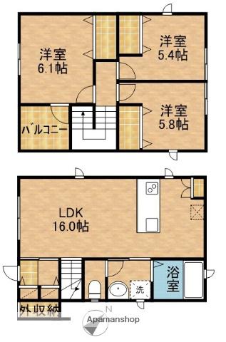 東海道本線 浜松駅 バス乗車時間：19分 弥生橋バス停で下車 徒歩2分 2階建 築7年(3LDK)の間取り写真