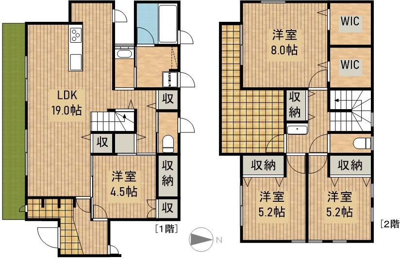 東海道本線 浜松駅 バス乗車時間：30分 市野上バス停で下車 徒歩5分 2階建 築13年(4LDK)の間取り写真