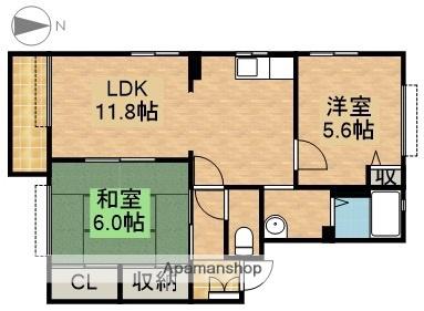 メゾンフィオーレⅢ(2LDK/1階)の間取り写真