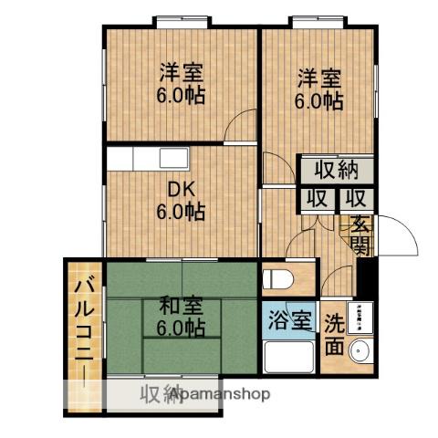 シャルメ(3DK/1階)の間取り写真