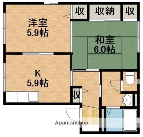 しおさいの丘 E(2K/2階)の間取り写真