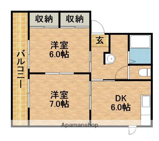 シティーベル(2DK/1階)の間取り写真