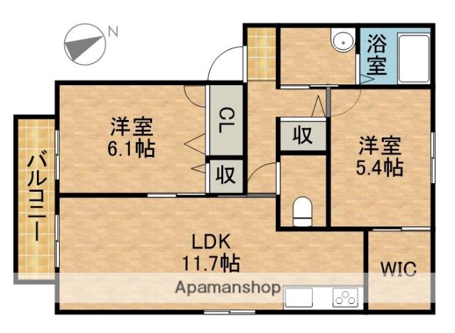 シンコー北島Ⅰ(2LDK/1階)の間取り写真