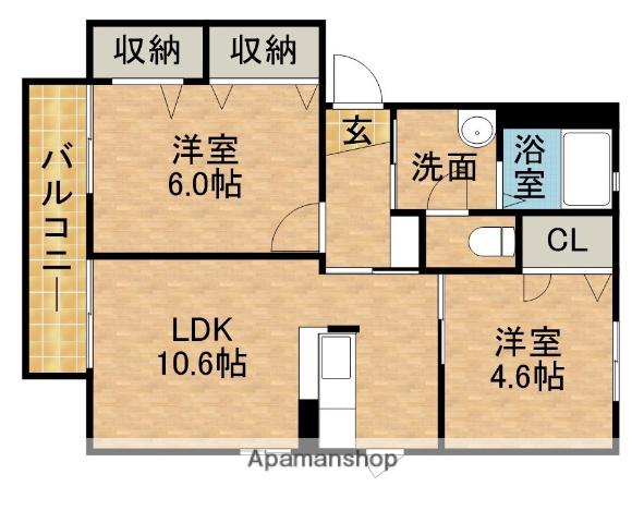 マインコートB(2LDK/1階)の間取り写真