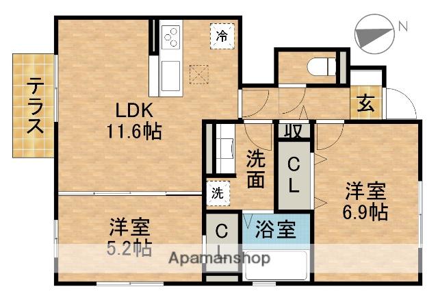 WINS Ⅹ(2LDK/1階)の間取り写真