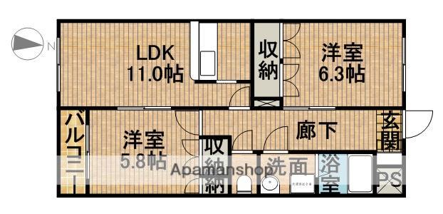 CLAIRE(2LDK/2階)の間取り写真