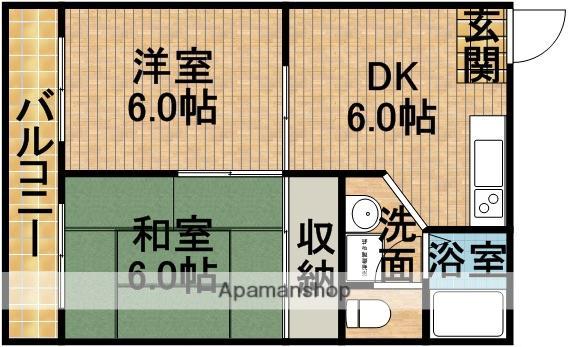 MAISON DE PATIO(2DK/1階)の間取り写真