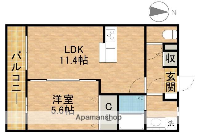 SK曳馬(1LDK/1階)の間取り写真