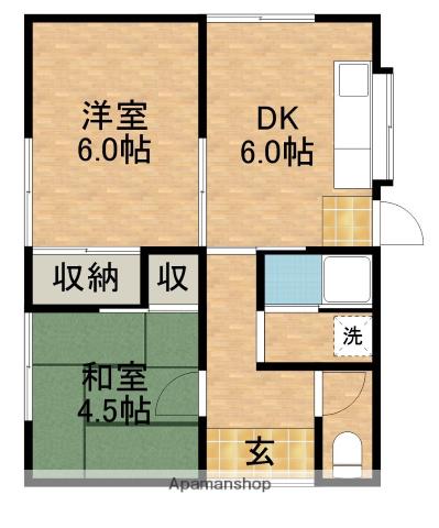 東海道本線 浜松駅 バス乗車時間：19分 上島西バス停で下車 徒歩2分 1階建 築49年(2DK)の間取り写真