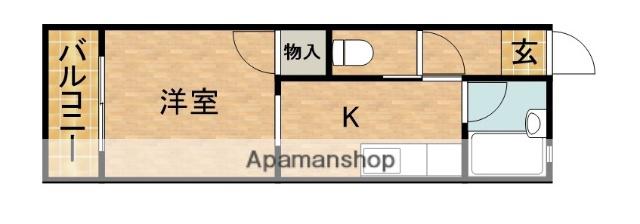 オレンジハウスB(1K/2階)の間取り写真