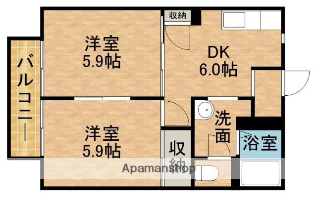 桜通 D(2DK/1階)の間取り写真