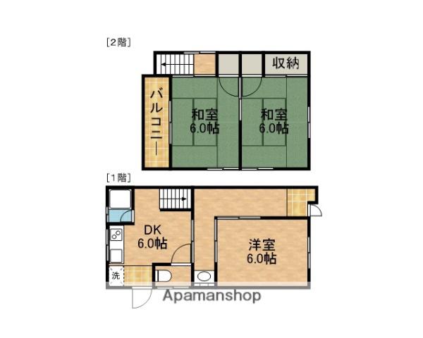 東海道本線 藤枝駅 バス乗車時間：9分 上伝馬バス停で下車 徒歩12分 2階建 築47年(3DK)の間取り写真