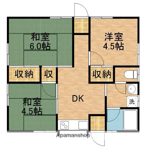 東海道本線 浜松駅 バス乗車時間：16分 西塚町バス停で下車 徒歩1分 1階建 築52年(3K)の間取り写真