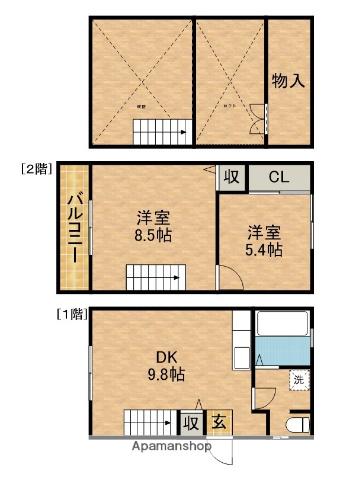 遠州鉄道 上島駅 徒歩18分 2階建 築21年(2DK)の間取り写真