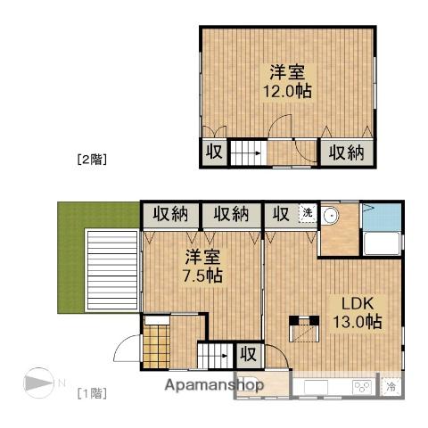 東海道本線 浜松駅 バス乗車時間：15分 東彦尾バス停で下車 徒歩2分 2階建 築57年(2LDK)の間取り写真