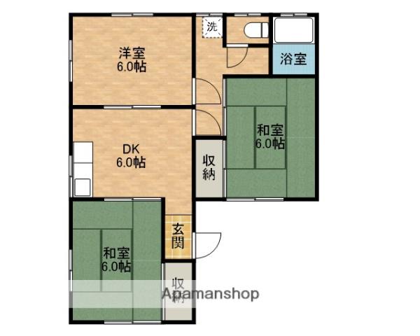 和アパート(3DK/1階)の間取り写真