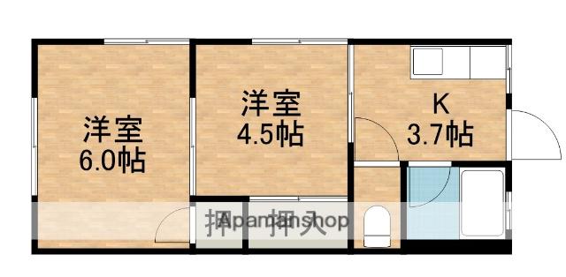 紅葉荘 東棟南(2K/2階)の間取り写真