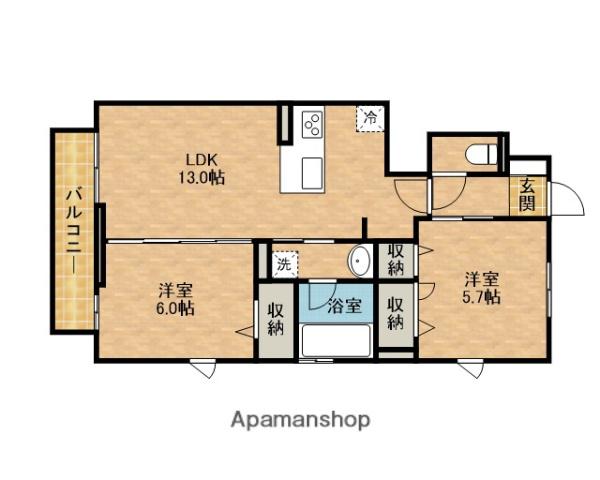 グラビティーノ小土(2LDK/1階)の間取り写真