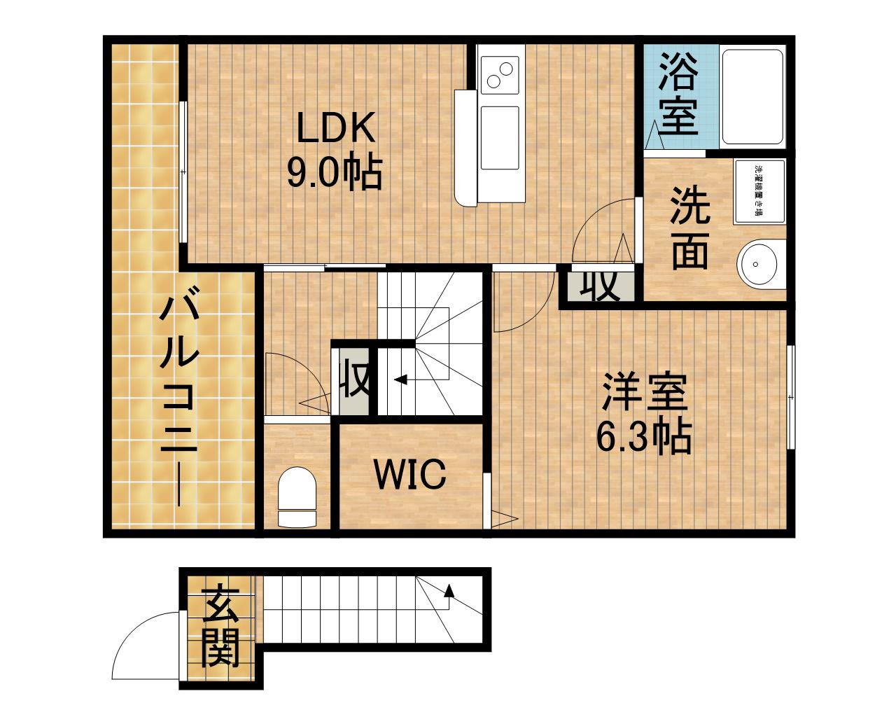 LOTUS新居(1LDK/2階)の間取り写真