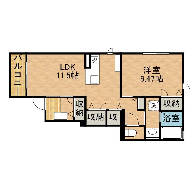 ルリアン緑(1LDK/1階)の間取り写真