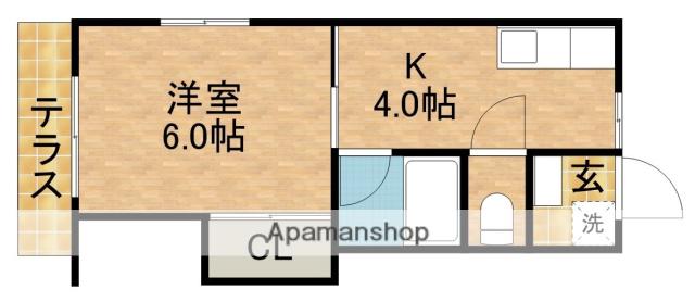 シュロス A(1K/1階)の間取り写真