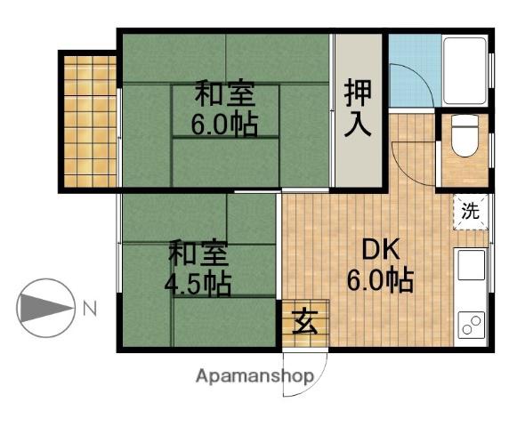 幸2丁目貸アパート(2DK/2階)の間取り写真