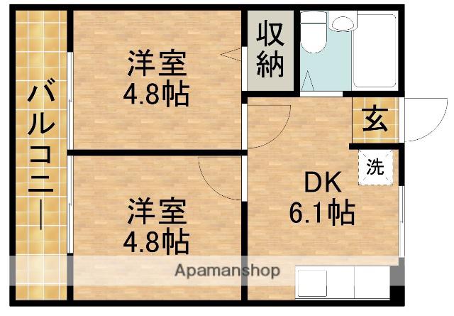 SAIKI7 B(2DK/1階)の間取り写真