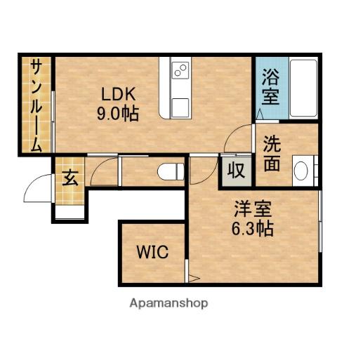 LOTUS静波(1LDK/1階)の間取り写真