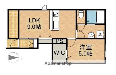LOTUS坪井(1LDK/1階)の間取り写真