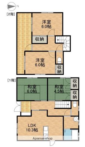 東海道本線 浜松駅 バス乗車時間：41分 開成中学入口バス停で下車 徒歩7分 2階建 築28年(4LDK)の間取り写真