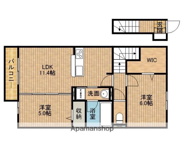 ウィット築地(2LDK/2階)の間取り写真