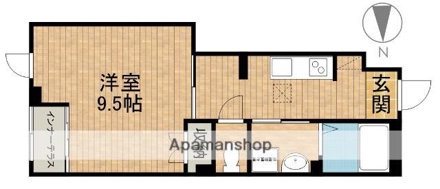 シェルル・スターテラス和合(1K/1階)の間取り写真