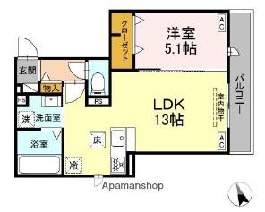 SUN HILLS三組(1LDK/3階)の間取り写真