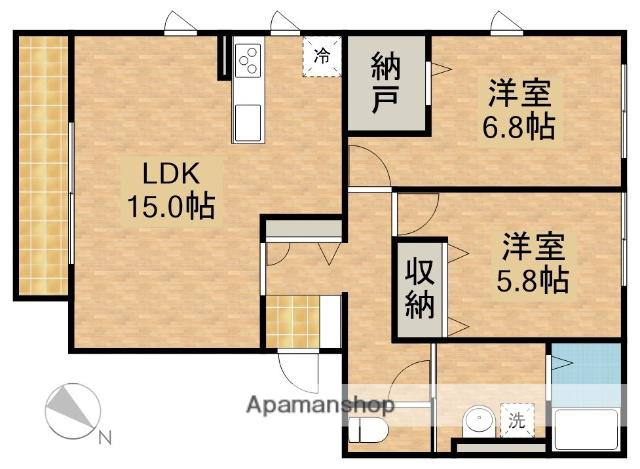 GRAND HILL清水Ⅰ(2LDK/2階)の間取り写真