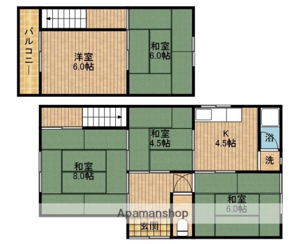 東海道本線 島田駅(静岡) バス乗車時間：20分 向島西バス停で下車 徒歩8分 2階建 築69年(5DK)の間取り写真