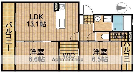 メテオール(2LDK/1階)の間取り写真