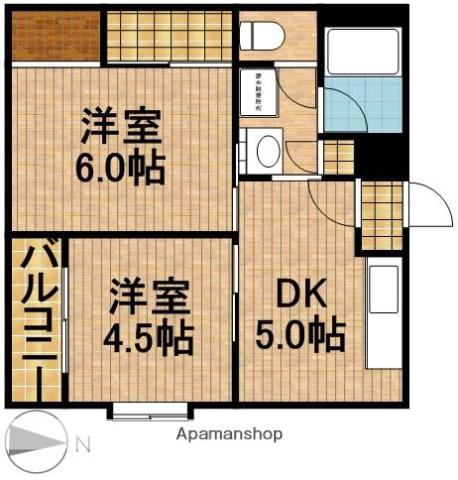 野中第2マンション(2K/2階)の間取り写真