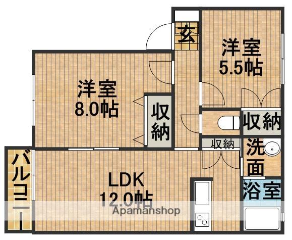 エスポアⅠ(2LDK/2階)の間取り写真