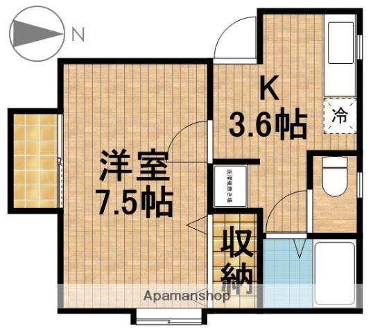 フッティックス(1K/1階)の間取り写真