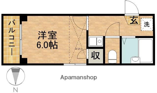 パレス萩丘(ワンルーム/2階)の間取り写真