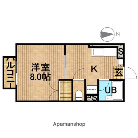 ハイツ文木B(1K/2階)の間取り写真