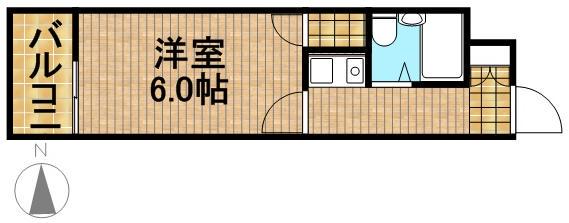 城北シティハイツ(1K/2階)の間取り写真