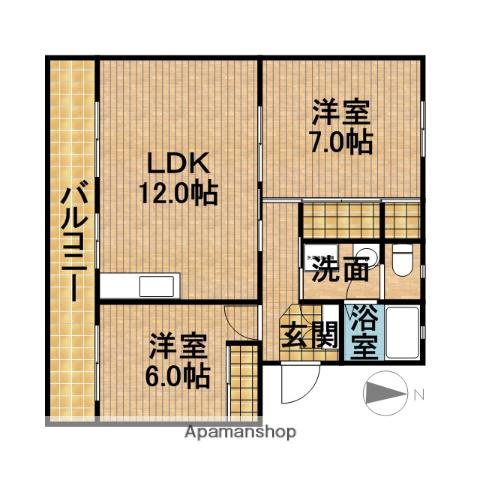 グリーンハイツ萩丘B(2LDK/3階)の間取り写真