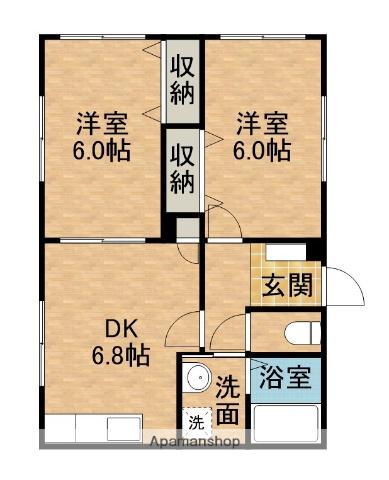 グランデージ・ヴァン(2DK/1階)の間取り写真