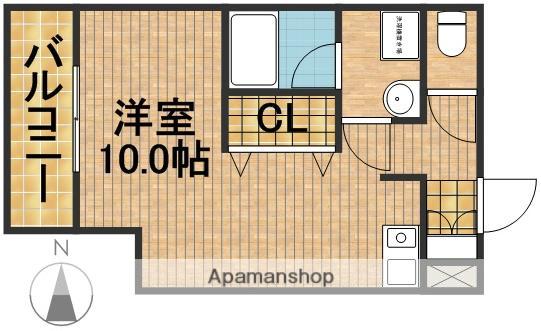 アズビオス元城(1K/2階)の間取り写真