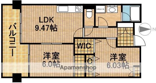 中央ハイツ海老塚(2LDK/4階)の間取り写真