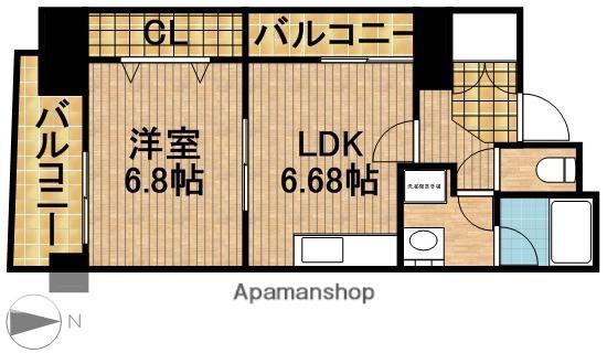 中央ハイツ海老塚(1LDK/15階)の間取り写真