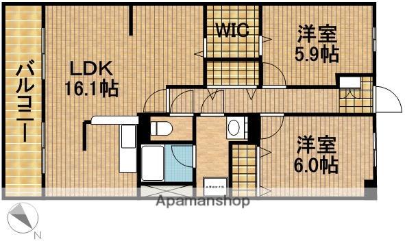 長屋マンション(2LDK/2階)の間取り写真